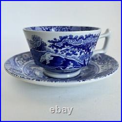 Set Of 4 Spode Blue Italian Cup & Saucer Sets England 8 Pieces Countryside