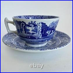 Set Of 4 Spode Blue Italian Cup & Saucer Sets England 8 Pieces Countryside