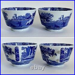 Set Of 4 Spode Blue Italian Cup & Saucer Sets England 8 Pieces Countryside