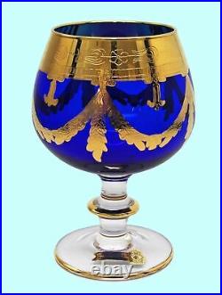 Set of 1 Interglass Italy Crystal Glasses Cobalt Blue Italian Wine Goblets