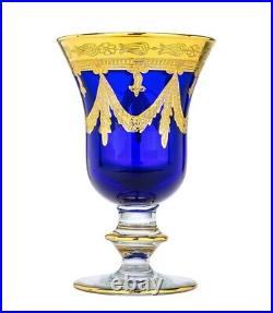 Set of 1 Interglass Italy Crystal Glasses Cobalt Blue Italian Wine Goblets