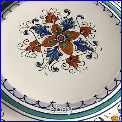 Set of 2 Ricco Deruta Blue Ceramic Dinner Plate 11 Hand Painted Mde in Italy