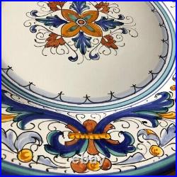 Set of 2 Ricco Deruta Blue Ceramic Dinner Plate 11 Hand Painted Mde in Italy