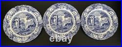 Set of 3 Vintage Spode England Italian 10.5 Dinner Plates Blue White Excellent