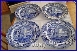 Set of 4 Spode England c. 1816 Blue Italian 10 3/8 Dinner Plates Made in England