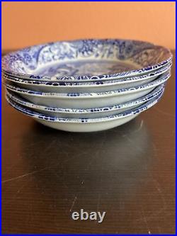 Set of 5 Spode Italian Blue 6.5 Cereal or Soup Bowls England c1816