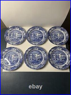 Set of 6 Spode England Blue Italian 10 Dinner Plates