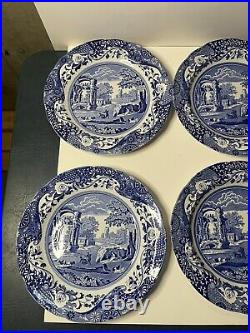 Set of 6 Spode England Blue Italian 10 Dinner Plates