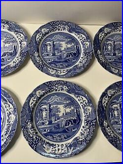 Set of 6 Spode England Blue Italian 10 Dinner Plates