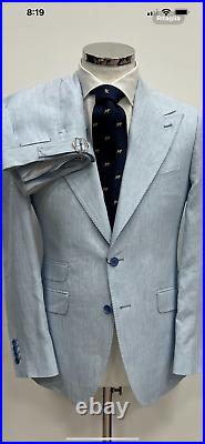 Sky blue Italian made 100% linen suit