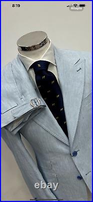 Sky blue Italian made 100% linen suit