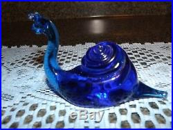 Solid Glass SNAIL Cobalt Blue VERY OLD Antique Piece Murano