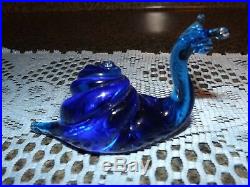 Solid Glass SNAIL Cobalt Blue VERY OLD Antique Piece Murano