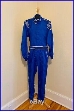 Sparco Mens Nomex Italian Race Suit Fire Jumpsuit One Piece Blue White Zip Sz M