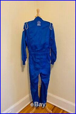 Sparco Mens Nomex Italian Race Suit Fire Jumpsuit One Piece Blue White Zip Sz M