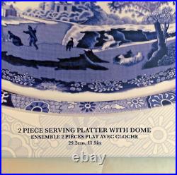 Spode 2 Piece Serving Platter with Dome, Blue Italian (1726444)