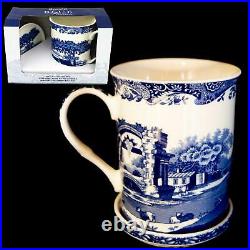 Spode 8-Piece Set Blue Italian Mug Cup & Coaster in Gift Boxes Mint Condition
