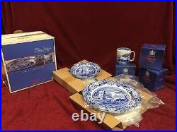 Spode Blue Italian 12 Piece Dinner Set Made In England NEW IN BOX! Plates Mugs