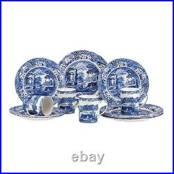 Spode Blue Italian 12-Piece Dinnerware Set Service for 4 Dinner Plate Sal