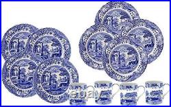 Spode Blue Italian 12-Piece Dinnerware Set Service for 4 Dinner Plate Sal