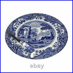 Spode Blue Italian 2-Piece Cheese Plate with Knife