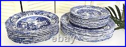 Spode Blue Italian 24 Pc 8 Place Settings Dinnerware Set Plates Bread Bowls