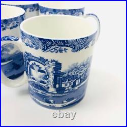 Spode Blue Italian (4) Coffee/Tea Mug Set 8.5 oz. NWT