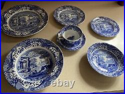 Spode Blue Italian 4 Seven Piece Place Settings. Total Of 28 Pieces