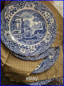 Spode Blue Italian 6.5 Inch 20 Cm Bread and Butter Plates, Set of 4 Blue/White