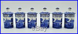 Spode Blue Italian 6-Piece Set Spice Jars with Lids Brand New
