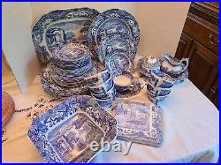 Spode Blue Italian 8 five Piece Place Setting with extras