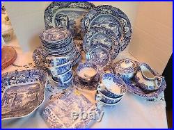 Spode Blue Italian 8 five Piece Place Setting with extras