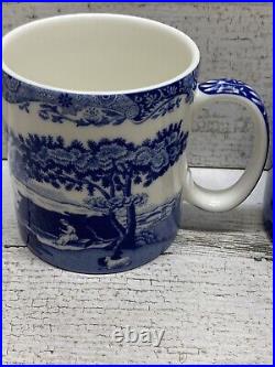 Spode Blue Italian 9 oz Coffee Mugs Set of 3 Fine Porcelain Blue White New