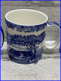 Spode Blue Italian 9 oz Coffee Mugs Set of 3 Fine Porcelain Blue White New