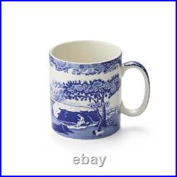 Spode Blue Italian 9 oz Coffee Mugs, Set of 4, Fine Porcelain Blue White