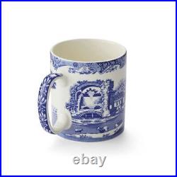 Spode Blue Italian 9 oz Coffee Mugs, Set of 4, Fine Porcelain Blue White