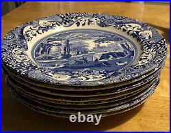 Spode Blue Italian Blue & White 10 1/2 Dinner Plates EUC c. 1816-A7 set of 8