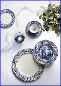 Spode Blue Italian Brocato 12 Piece Dinnerware Set Service for 4 Dinner and