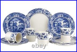 Spode Blue Italian Brocato Classic Dinnerware 12-piece Set Service for4 NEW