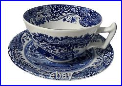 Spode Blue Italian C1816 Teacup and Saucer Lot of 7 Sets