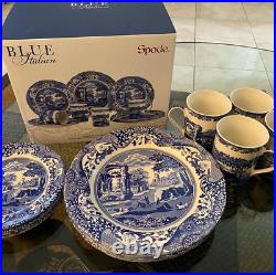 Spode Blue Italian Classic Earthenware Dinnerware 12-piece Set Service for 4 NEW
