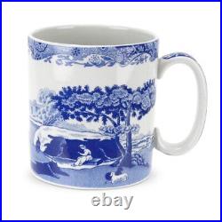 Spode Blue Italian Collection 9 Oz Mugs 4 Count (Pack of 1), Blue, White
