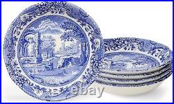 Spode Blue Italian Collection Porcelain Cereal Bowls, Set of 4, 6.5, Blue White