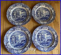 Spode Blue Italian Dinner Plate Set / Lot of 4, 10.5 Large Italian Pastoral