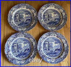 Spode Blue Italian Dinner Plate Set / Lot of 4, 10.5 Large Italian Pastoral