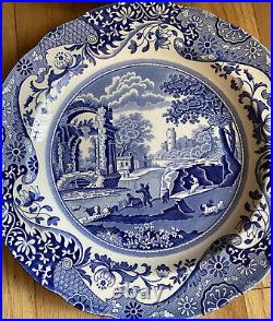 Spode Blue Italian Dinner Plate Set / Lot of 4, 10.5 Large Italian Pastoral