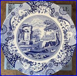 Spode Blue Italian Footed Cake Plate, Porcelain, 10.5 Blue White New In Box