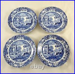 Spode Blue Italian Footed Cup and Saucers, Set of 4 (8 pieces) GREAT CONDITION