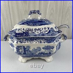 Spode Blue Italian Lidded Covered Soup Tureen & Ladle Set New withOriginal Sticker