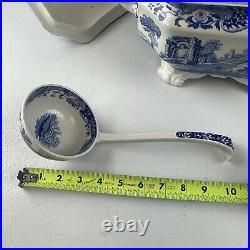 Spode Blue Italian Lidded Covered Soup Tureen & Ladle Set New withOriginal Sticker